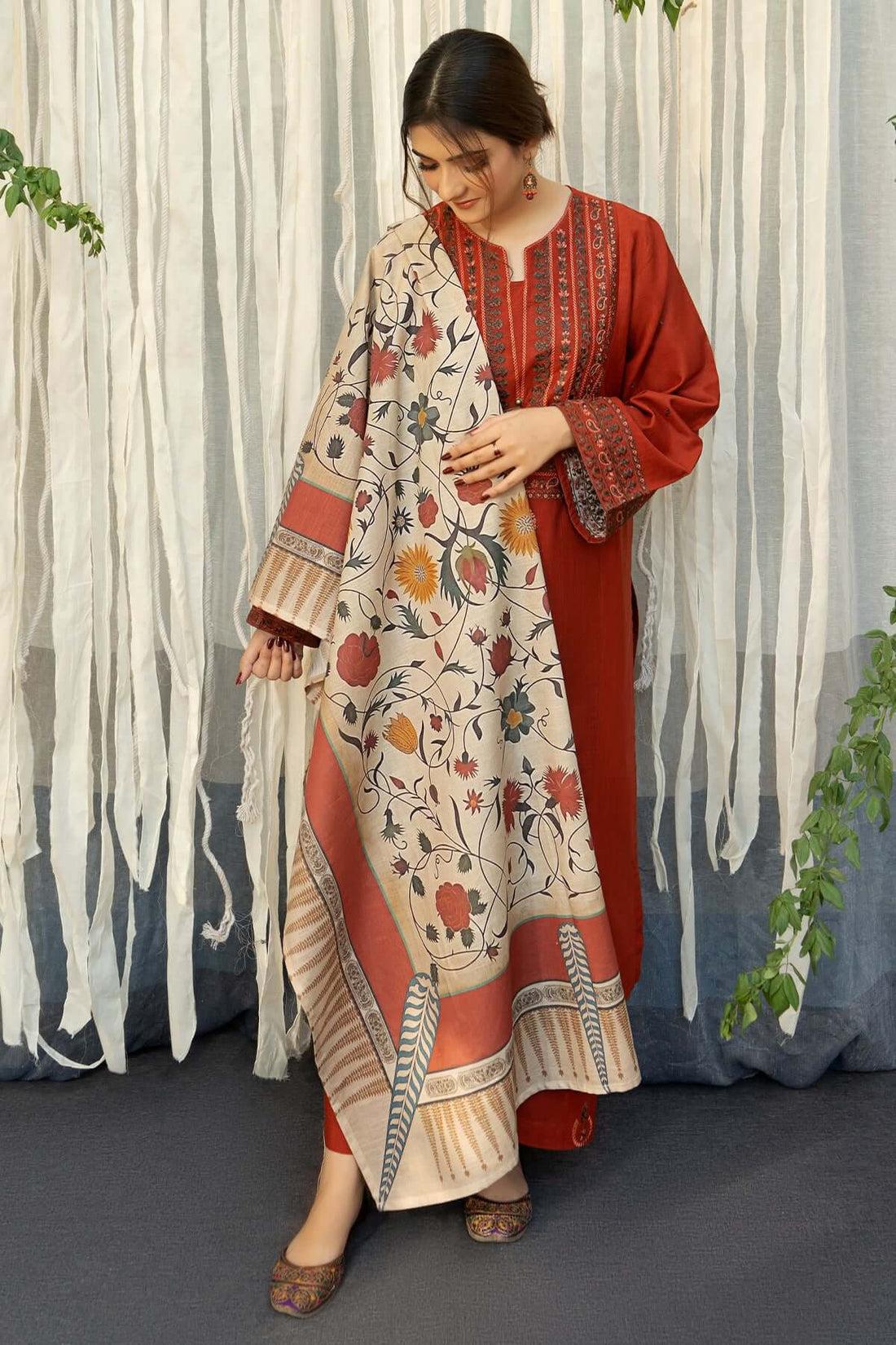 ASLING - MOST HIT EMB DHANAK 3PC UNSTITCHED COLLECTION