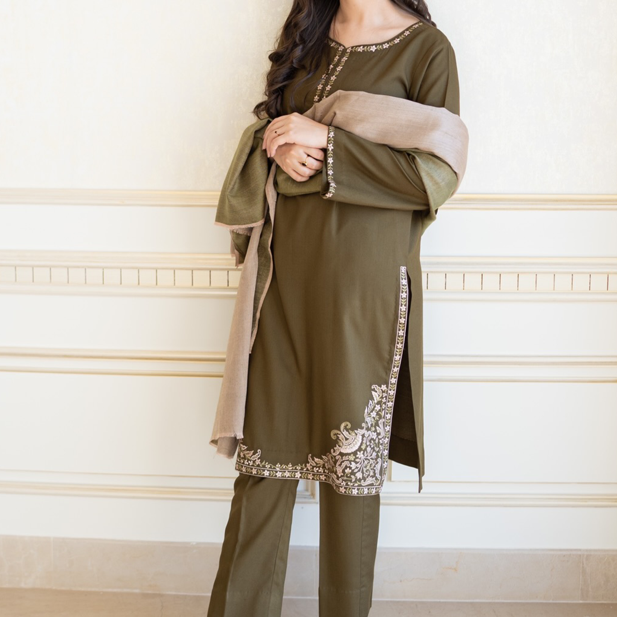 ASLING - MOST HIT EMB DHANAK 3PC UNSTITCHED COLLECTION