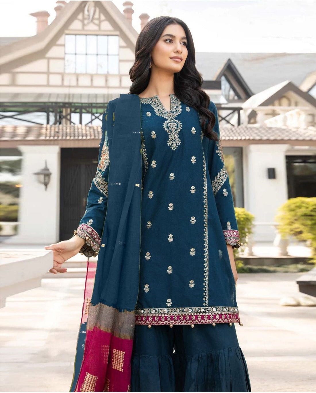 MARIA B - MOST HIT EMBROIDERY DHANAK 3PC UNSTITCHED DRESS