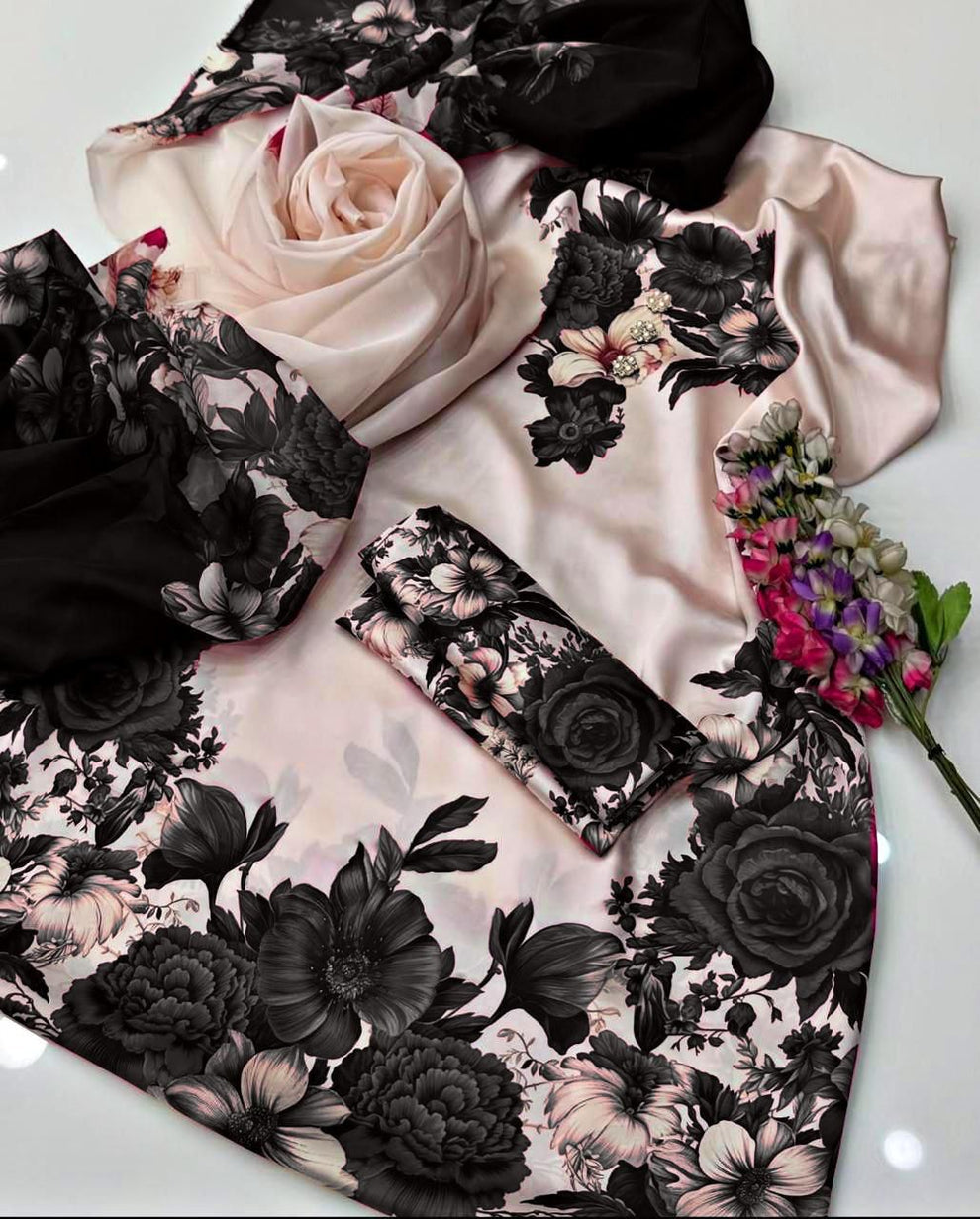 LULUSAR-SHEMOZ SILK 3 PIECE UNSTITCHED DRESS