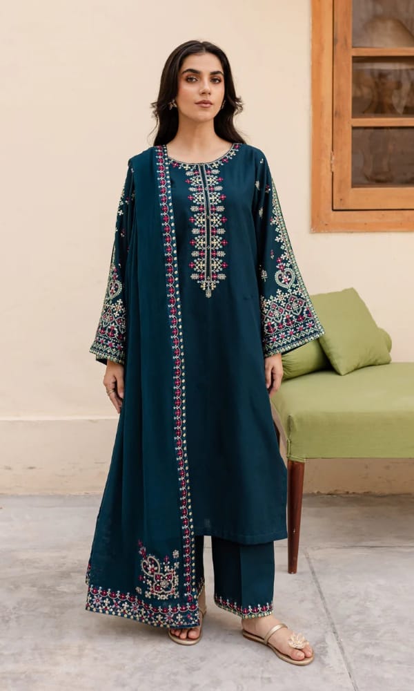 SAPPHIRE - BEST QUALITY HIT DHANAK EMB 3PC UNSTITCHED DRESS