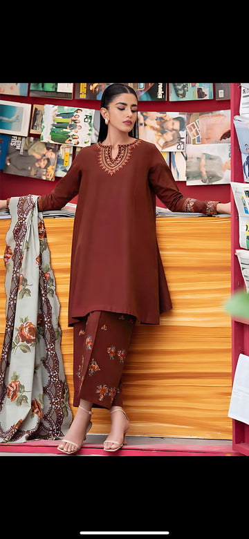 ASLING - MOST HIT EMB DHANAK 3PC UNSTITCHED COLLECTION
