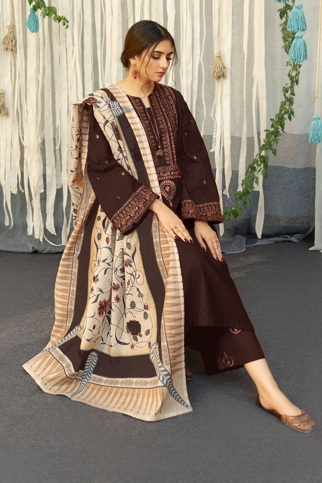 ASLING - MOST HIT EMB DHANAK 3PC UNSTITCHED COLLECTION