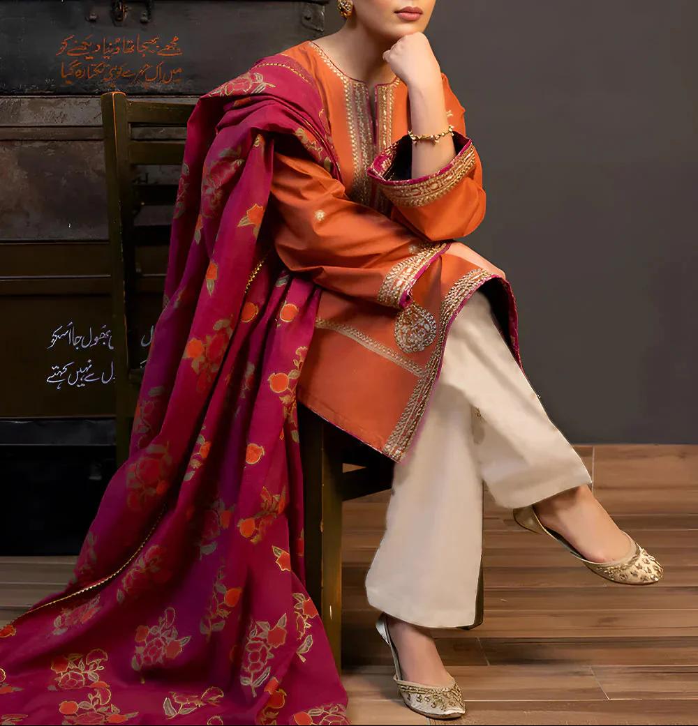 KUKUM - MOST HIT EMB DHANAK 3PC UNSTITCHED COLLECTION