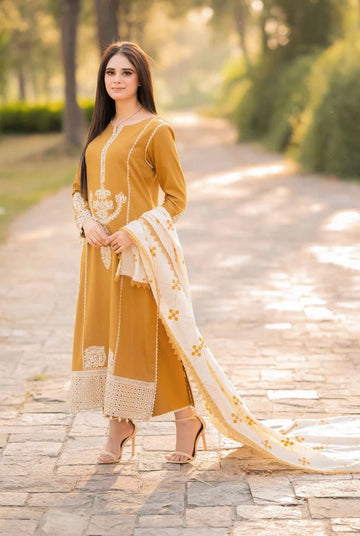 ASLING - MOST HIT EMBROIDERY DHANAK 3PC UNSTITCH DRESS