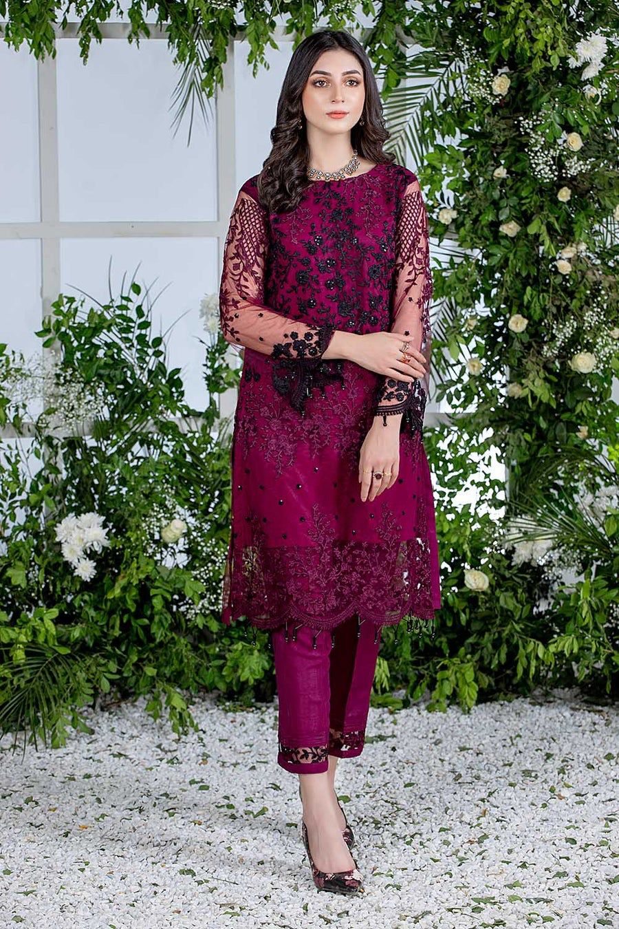 AZURE - MOST DEMANDING EMB 2PC UNSTITCHED PARTYWEAR DRESS