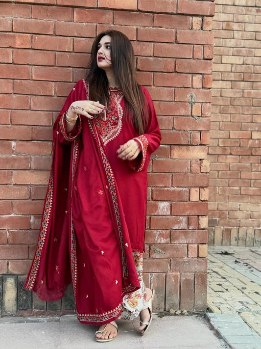 Aneelas Most Beautiful Embroidery Unstitched 3 Piece Dress